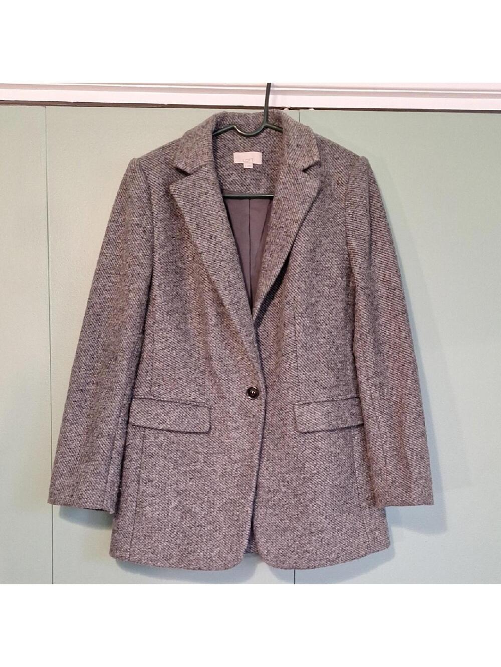 Loft Gray Tweed Blazer Style Buisness Dress Coat Size 4